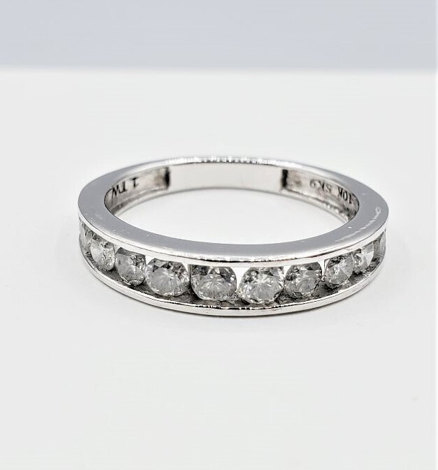 10KT White Gold Diamond (1ct) Ring, Size 6.25, W/A $2335.00. Diamond is the birthstone for April.