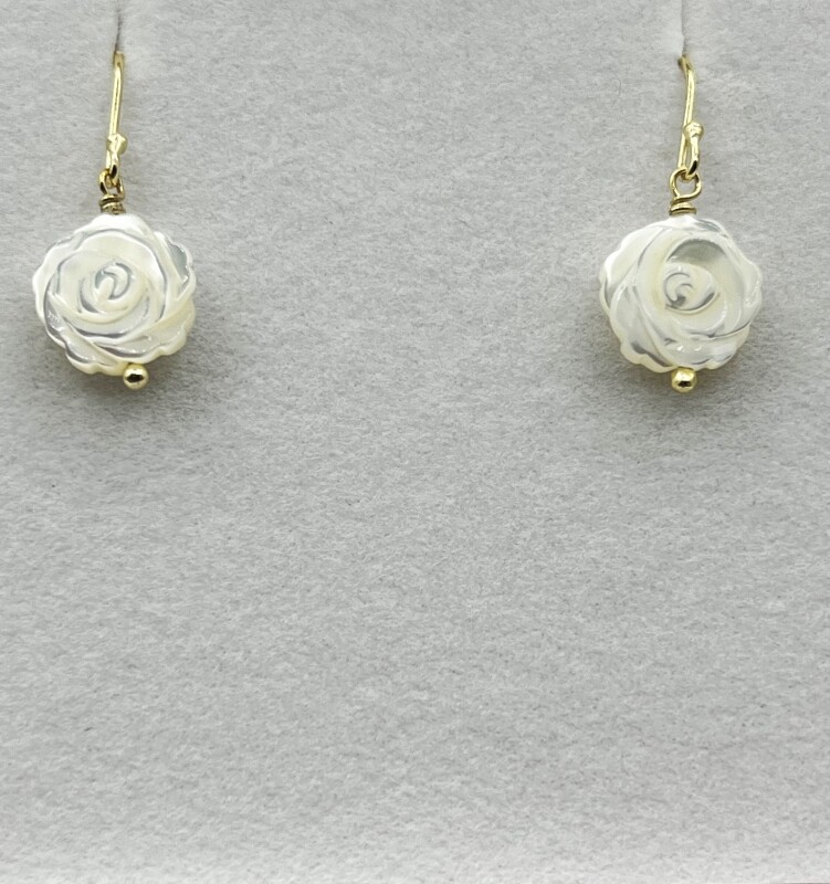 Sterling Silver White Shell Dangling Drop Earrings, Retail $250.00.