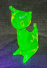 Vintage MURANO Uranium Glass Cat . Measures 3 3/4" tall . No chips or cracks - 2