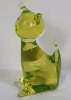 Vintage MURANO Uranium Glass Cat . Measures 3 3/4" tall . No chips or cracks - 3