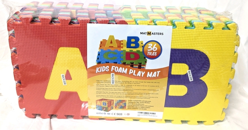 New MAT MASTERS 36-Pack Kids Foam Play Mats | Durable & Water Resistant! | Each Time 30cm x 30cm x 1cm