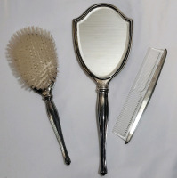 Sterling Silver 3-Piece Bedroom Vanity Set : Brush, Comb & Mirror