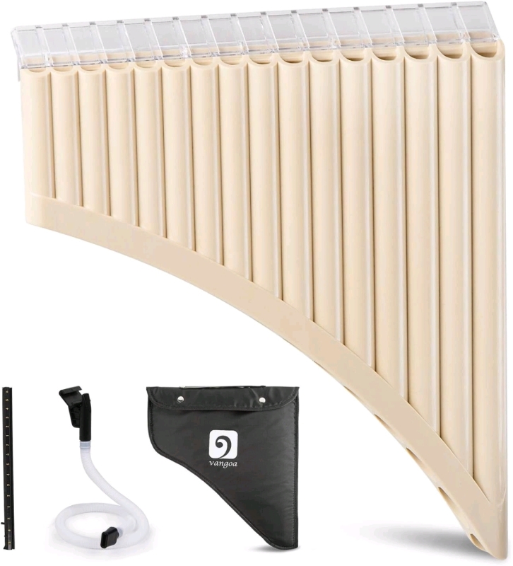 As-New Vangoa 16-Pipe Resin C Tone Pan Flute / Panpipe Easy to Learn Starter Kit | 10" x 10"