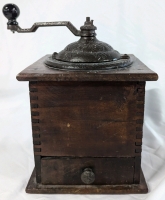 Vintage Coffee Grinder with Dovetail Wood Joinings. 10" Tall.