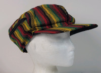 Rasta Bob Marley Hat w/Zipper Pocket on Side , 100% Cotton . One Size Fits All