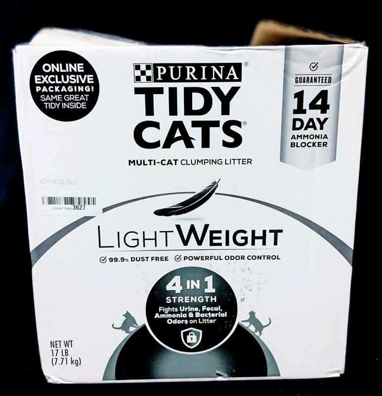 New Purina Tidy Cats Light Weight, Low Dust, Clumping Cat Litter, LightWeight 4-in-1 Strength Multi Cat Litter | 17 lb* Box