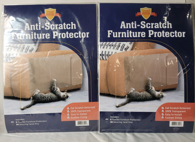 New - Anti-Scratch Furniture Protectors . Includes 12 Flexible Furniture Protectors & 50 Securing Twist Pins