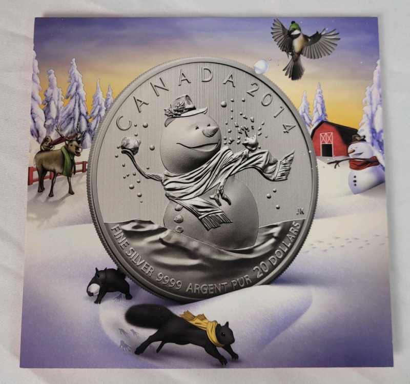 2014 Canadian Fine Silver Snowman $20 Twenty Dollar Coin , Uncirculated