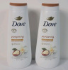 New - Two (2) DOVE Pampering Shea Butter & Vanilla Body Wash , 591ml Bottles . Cap broken on one bottle