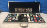 Poker Chips in Carry Case & 5 New Miller Draft / Kraken Rum Playing Cards