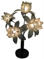 Huge & Utterly Fantastic 5-Flower Lotus Lamp | Black & Gold | 36" Tall with 2 Light Modes
