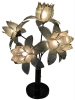 Huge & Utterly Fantastic 5-Flower Lotus Lamp | Black & Gold | 36" Tall with 2 Light Modes