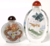Duo of Adorable Vintage Reverse-Painted Glass Chinese Snuff Bottles: Kittens & Asiatic Dragons | Up to 5" Tall