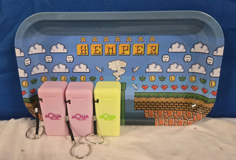 3 New Foldable Metal Reusable Straws In Keychain Carry Cases & New Super Mario Rolling Tray (10.5" x 6")