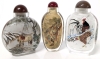 Trio of Gorgeous Vintage Reverse-Painted Glass Chinese Snuff Bottles: Horses, Humans & Peking Ducks/Chickens | Up to 3.5" Tall - 2