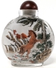 Trio of Gorgeous Vintage Reverse-Painted Glass Chinese Snuff Bottles: Horses, Humans & Peking Ducks/Chickens | Up to 3.5" Tall - 5