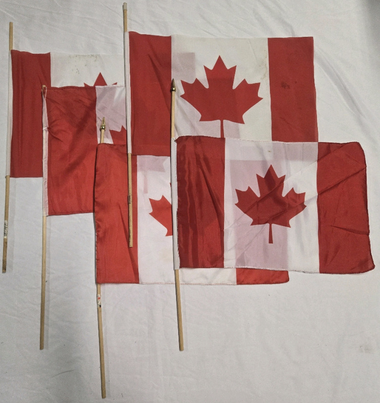 5 Canadian Flags on 2ft Tall Wooden Dowels Great For Garden Decor