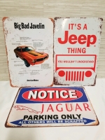 3 New Car Themed Metal Signs 8" x 12"