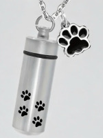 Pet Cremation Urn Necklace Stainless Steel Memorial Keepsake Cylinder Pendant for Ashes