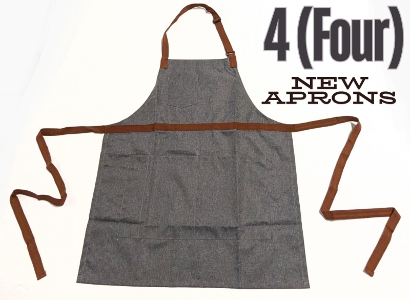 4 (Four) New FOURMY Unisex Grey Crew Convertible Aprons | Style 78044-320