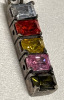 925 Sterling Silver Italy FNA Chain 925 Multi 5 Colour Stone Pendant - 3