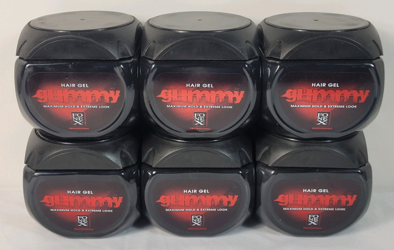 New - Six (6) Gummy Hair Gel , Maximum Hold & Extreme Look . 700ml Containers