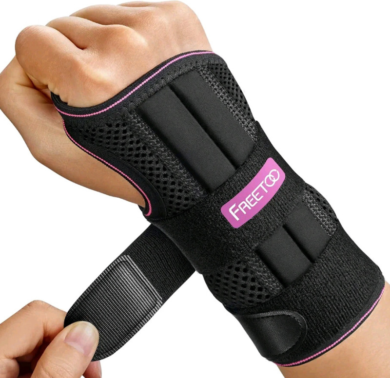 New - Six (6) FREETOO Wrist Brace Wrist Support Splint . Right Hand , Size Large / Extra Large . 1st photo is stock photo