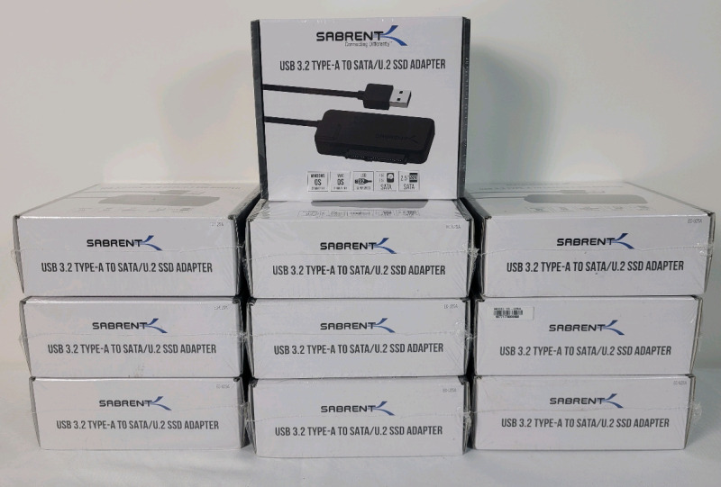 New , Sealed - Ten (10) Sabrent USB 3.2 Type-A to SATA/U.2 SSD Adapters .