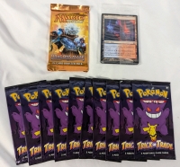Trading Card Game Lot. 1 Magic the Gathering Dragon Maze Booster Pack, A Magic the Gathering Dragon Maze Pre-Release Pack & 10 Pokemon Truck or Trade Packs.