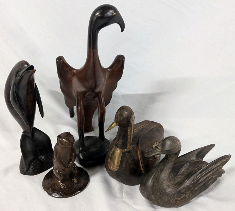 5 Animal Statues. Tallest Stands Approximately 12" Tall. Small Chip in Base of Prairie Dog.