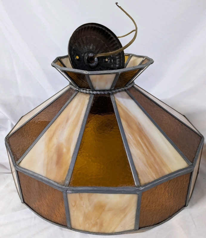 Vintage Stained Glass Restaurant Style Shade with Lamp. Requires Hard Wiring.