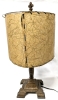 Art Deco Bronze-Style Double Light Table Lamp w Fiberglass Shade & Fleur de Lis Finial | 20" Tall - 4