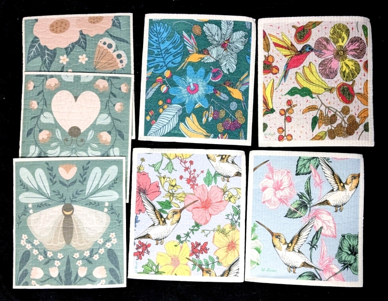 7 New Swedish Wood Pulp Reusable Dish Cloths / Dish Towels | 6.7" x 7.5" each