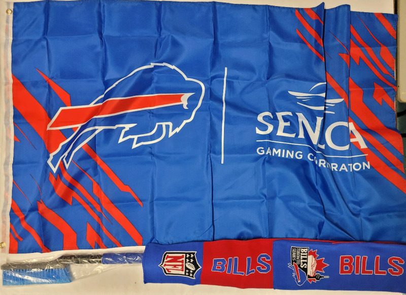 New Buffalo Bills Car Brush / Scraper, Buffalo Bills Flag 36"&times;60" & Buffalo Bills Scarf