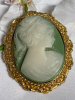 3 Cameo Brooches Gold Tone Etched & Filigree - 3