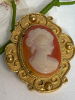 3 Cameo Brooches Gold Tone Etched & Filigree - 4