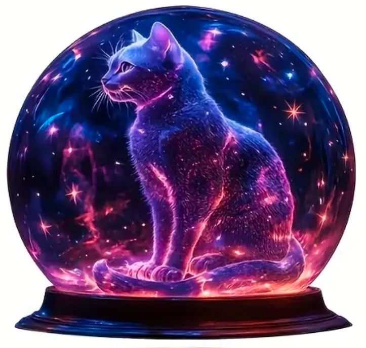 Starry Night Cat Crystal Ball Acrylic Desk Ornament