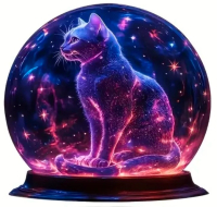 Starry Night Cat Crystal Ball Acrylic Desk Ornament