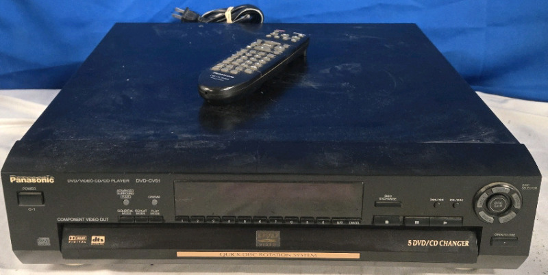 Panasonic DVD- CV51 5 Disc Media Player W/ Remote * Tested For Power *