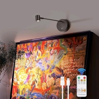 New Black Picture LED Light for Wall with Remote- Battery Operated Rechargeable Gallery Art Spotlight for Paintings