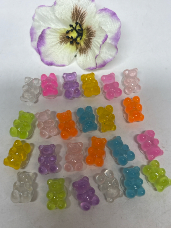 24 Pieces Multi-color Cute Luminous Bear Croc Style Hole Shoes Accessories