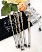 New Story Look Cosmetics 6-Piece Magic Wand-Shaped Makeup Brushes with Pouch | 6.5" Long ea