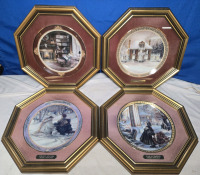 4 Framed Trisha Romance Collector Plates Includes; Star Of Wonder, Winter Fantasy, Evening Skaters, & The Christmas Story