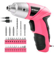 New 27 Pcs | Hi-Spec Electric Screwdriver | 3.6V Pink USB Small Power Screwdriver Set | Model# DT30317