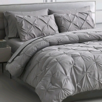 New Maple&Stone Queen Comforter Set 7 Pieces Pinch Pleat Bed in A Bag - Grey