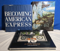 3 Hardcover Books: Canada's Largest Biker Event : Port Dover 13: A Photo Journal, Becoming American Express: 150 Years of Reinvention & Customer Service , and The Dictionary Of Imaginary Places |