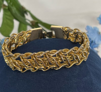 14K GS Yellow Gold Solid Flat Byzantine Bracelet Stamped