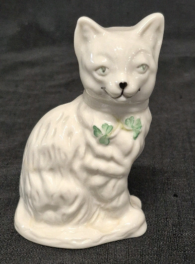 BELLEEK Quizzical Cat 4" Tall