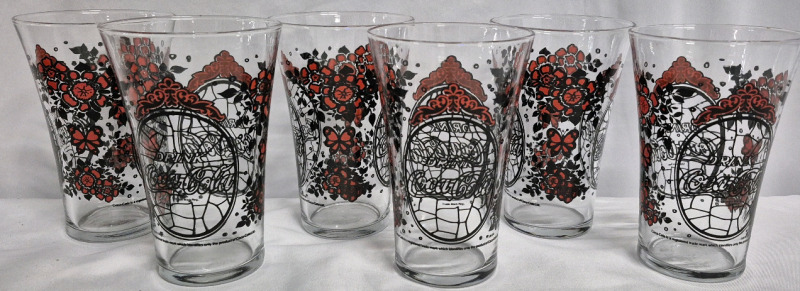 6 Collectible Coca Cola Glasses 5.5" Tall