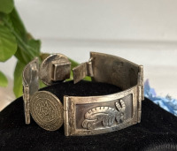 Vintage Signed Los Ballesteros 925 Sterling Silver Wide Panel Bracelet